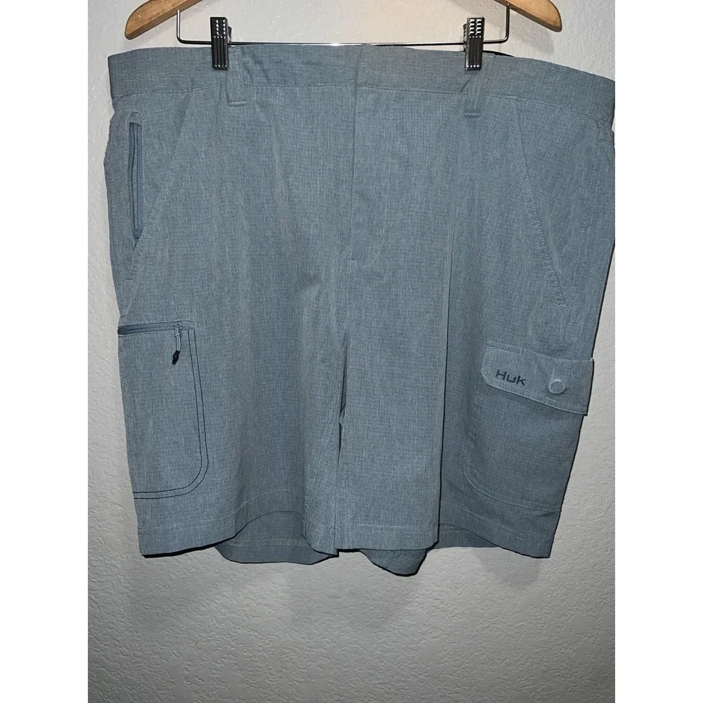 Huk Performance Shorts Men XXL Blue Utility Pockets Fishing Next Level Stretch